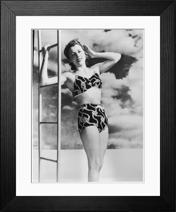 Framed Print : 40S Two-Piece Costume Framed Print : 40S Two-Piece Costume