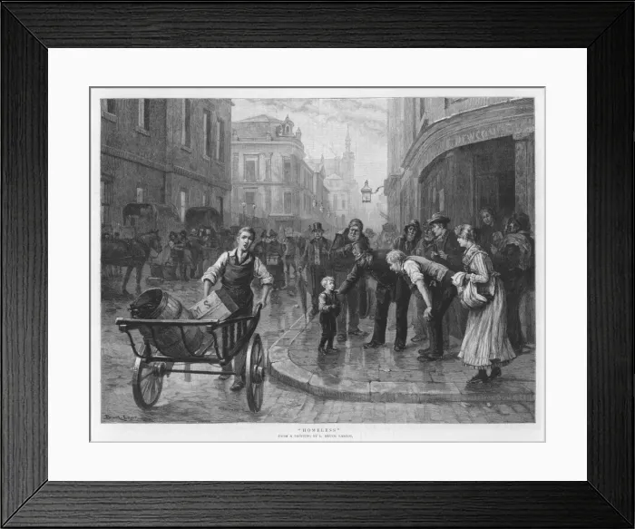 Framed Print : Street / Homeless Boy 1891 Framed Print : Street / Homeless Boy 1891