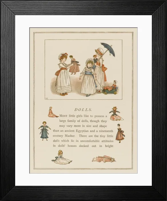 Framed Print : Greenaway Girls & Dolls Framed Print : Greenaway Girls & Dolls