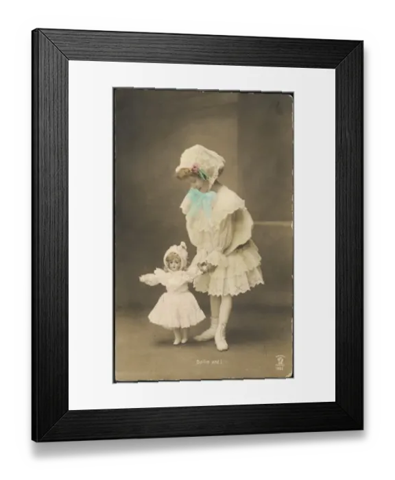 Framed Print : Girl Walking with Doll Framed Print : Girl Walking with Doll