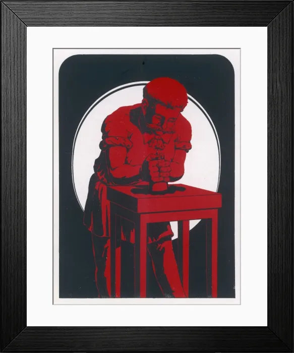 Framed Print : Inking a Block 1907 Framed Print : Inking a Block 1907