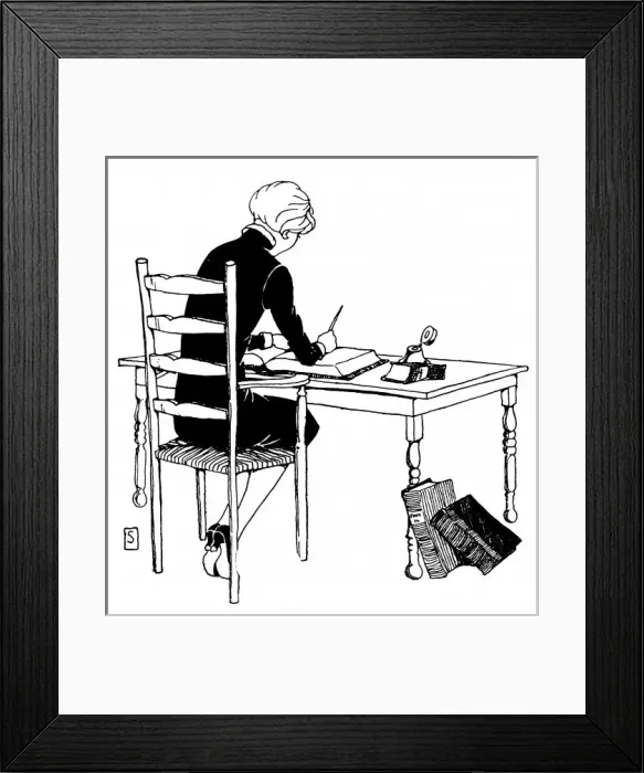 Framed Print : Woman Writes at Table Framed Print : Woman Writes at Table