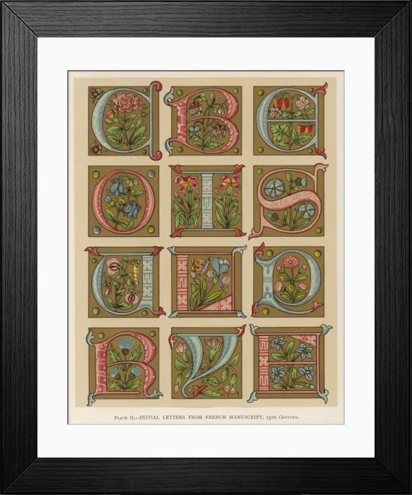 Framed Print : French Ms Letters Framed Print : French Ms Letters
