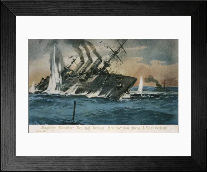 Framed Print : HERMES SUNK BY U-BOAT Framed Print : HERMES SUNK BY U-BOAT