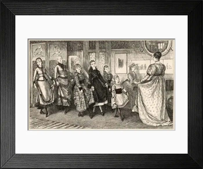 Framed Print : Dancing Lesson - Maurier Framed Print : Dancing Lesson - Maurier