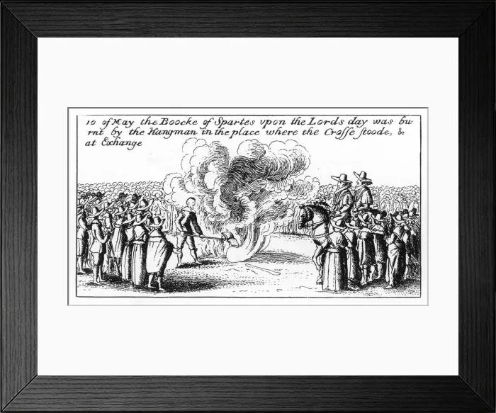 Framed Print : Burning a Book 1643 Framed Print : Burning a Book 1643