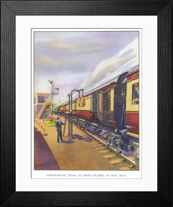 Framed Print : Train Picks up Mail Framed Print : Train Picks up Mail