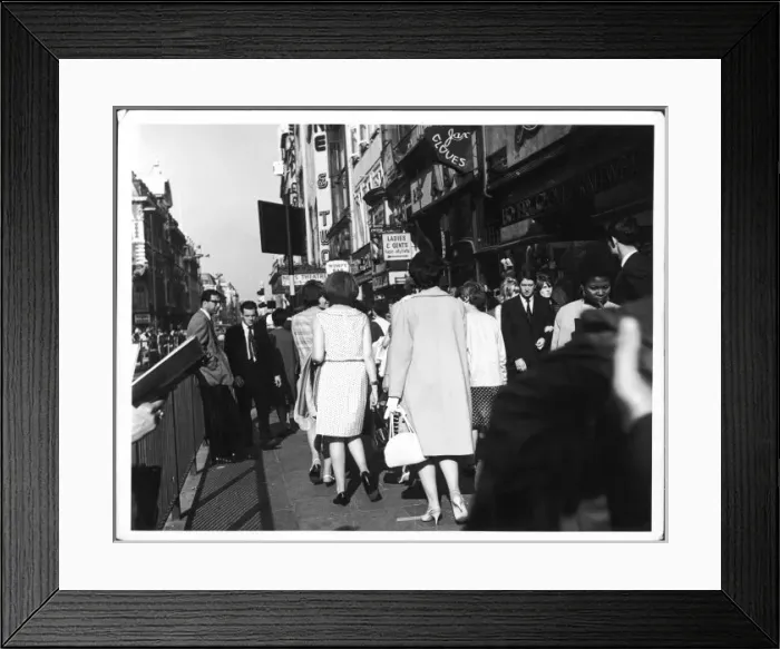 Framed Print : Crowd on Oxford St 1960S Framed Print : Crowd on Oxford St 1960S