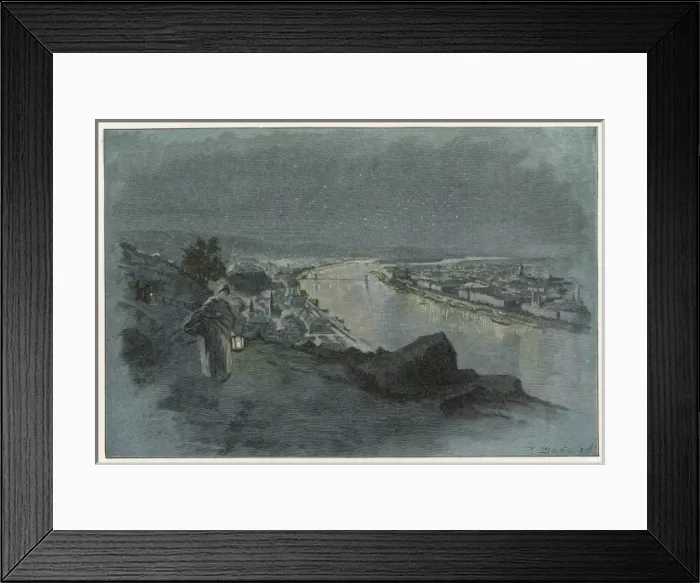 Framed Print : Budapest / By Night C1895 Framed Print : Budapest / By Night C1895