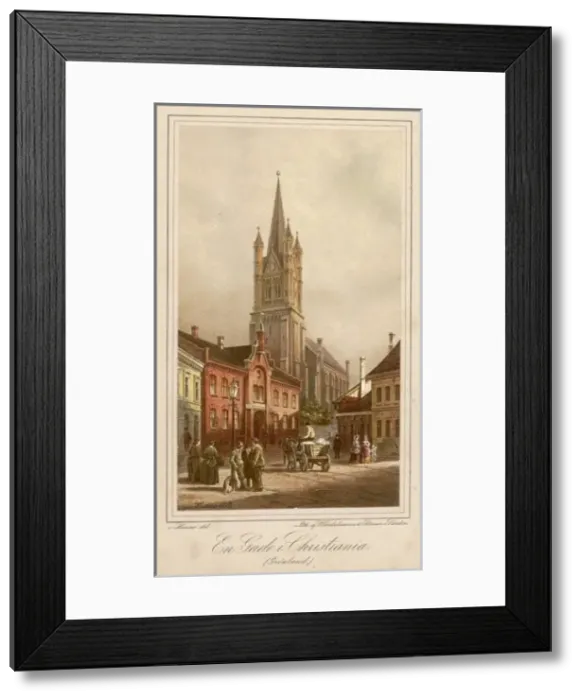 Framed Print : Oslo / Street / Church 1872 Framed Print : Oslo / Street / Church 1872