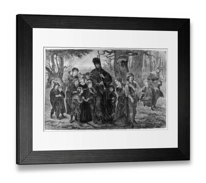 Framed Print : Pied Piper with Children Framed Print : Pied Piper with Children