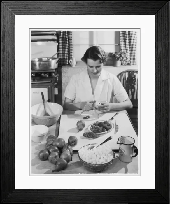 Framed Print : Woman Peels Pears 1930S Framed Print : Woman Peels Pears 1930S