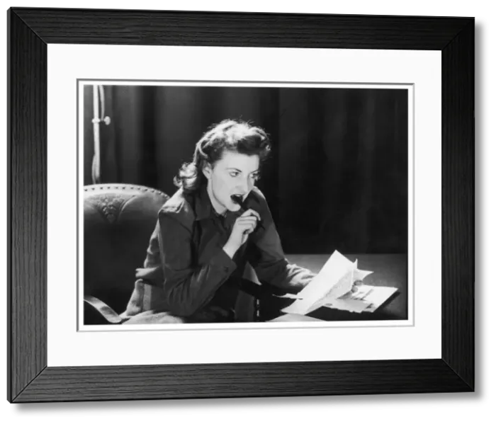 Framed Print : Composing a Letter 1940S