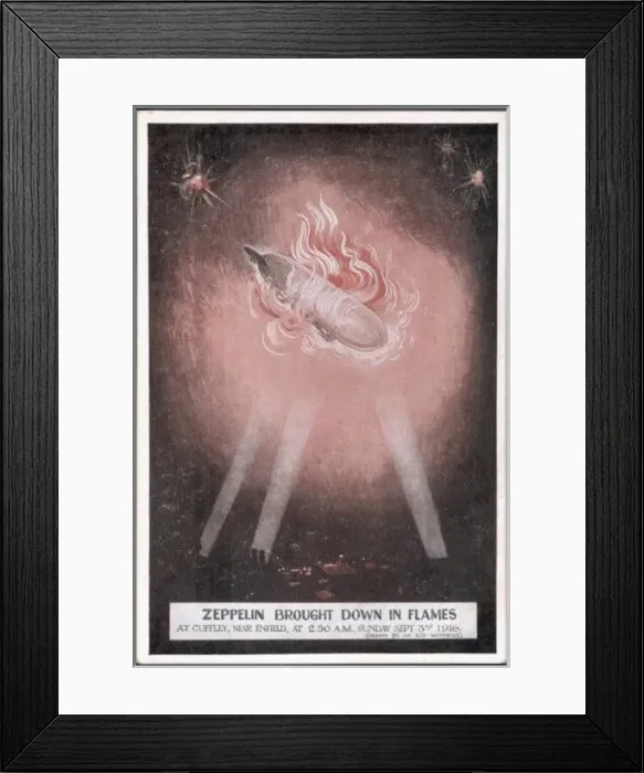 Framed Print : Zep Shot down in Flames Framed Print : Zep Shot down in Flames