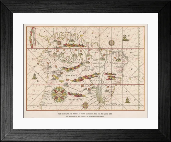 Framed Print : Map / s America 1582 Framed Print : Map / s America 1582