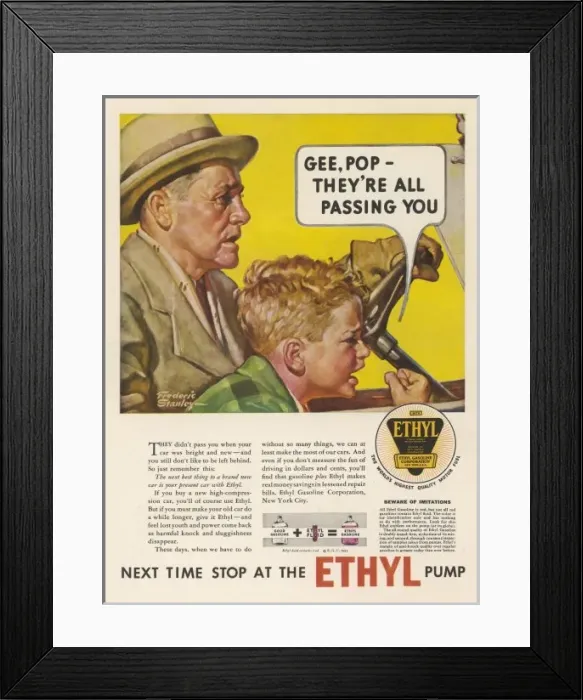 Framed Print : Advert / Ethyl Petrol 1933 Framed Print : Advert / Ethyl Petrol 1933