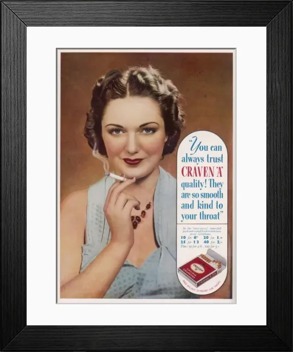 Framed Print : Craven Cigarettes Framed Print : Craven Cigarettes