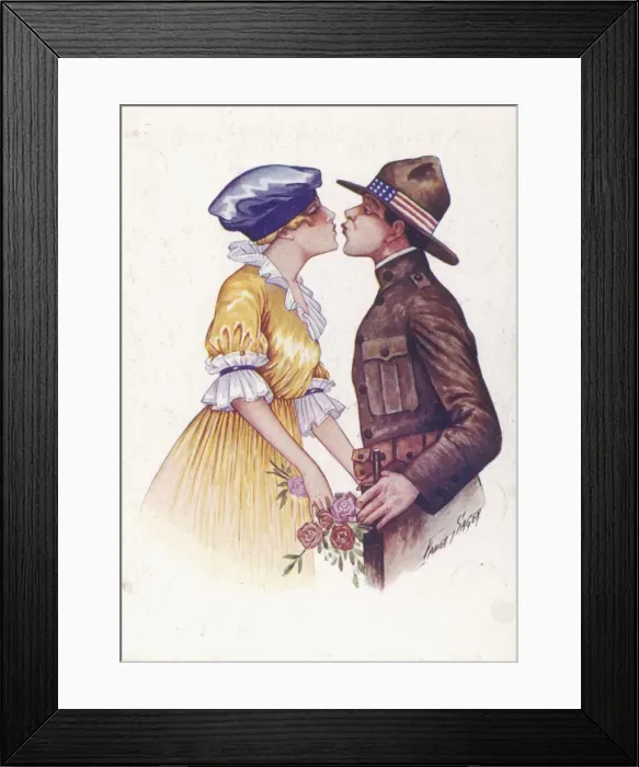 Framed Print : Ww1 Postcard Kissing Framed Print : Ww1 Postcard Kissing