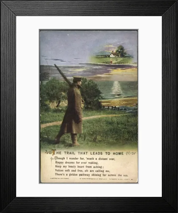 Framed Print : Ww1 Postcard Trail Home Framed Print : Ww1 Postcard Trail Home