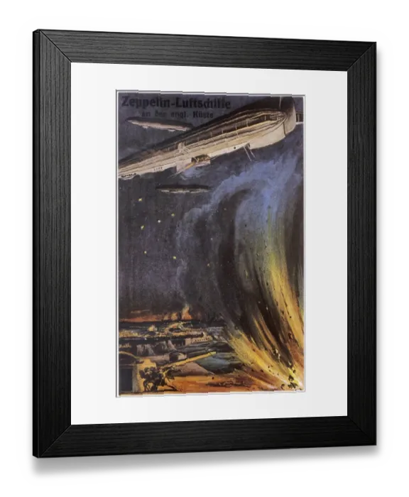 Framed Print : Zeppelins Attacking Framed Print : Zeppelins Attacking