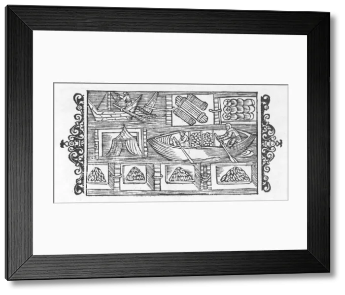 Framed Print : Transport by Raft 1555 Framed Print : Transport by Raft 1555