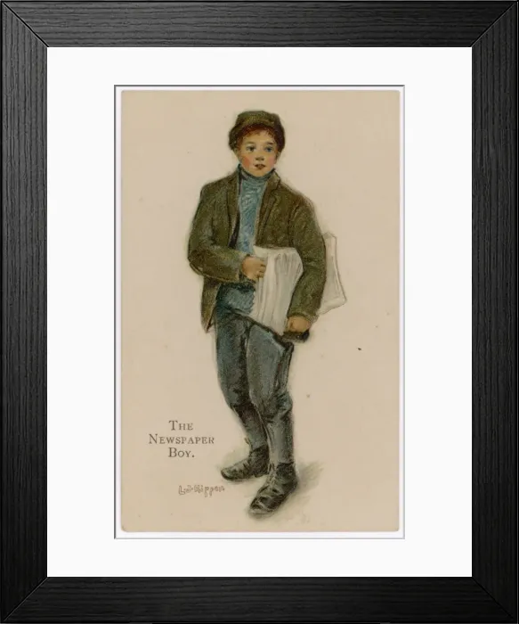Framed Print : Newspaper Boy / C 1905 Framed Print : Newspaper Boy / C 1905