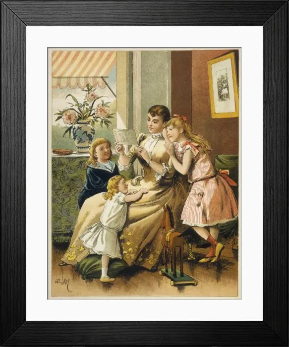 Framed Print : Mother, Children, Letter Framed Print : Mother, Children, Letter