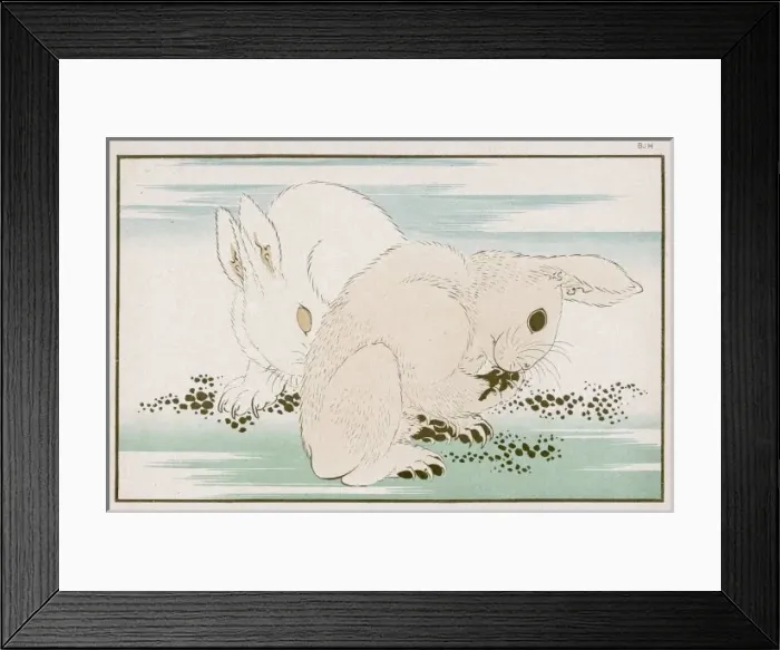 Framed Print : Hares (Hokusai) Framed Print : Hares (Hokusai)