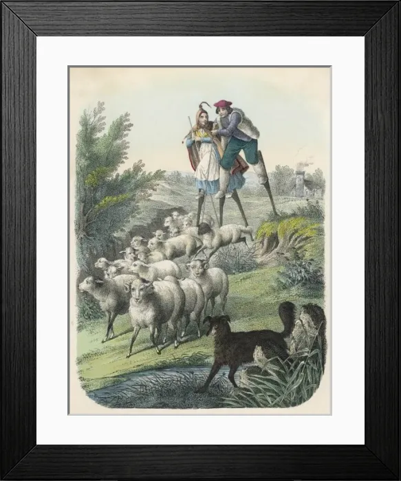 Framed Print : Shepherds of Les Landes Framed Print : Shepherds of Les Landes