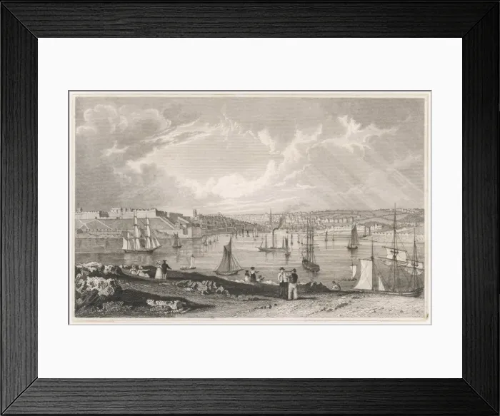 Framed Print : Plymouth / Ships C1830 Framed Print : Plymouth / Ships C1830