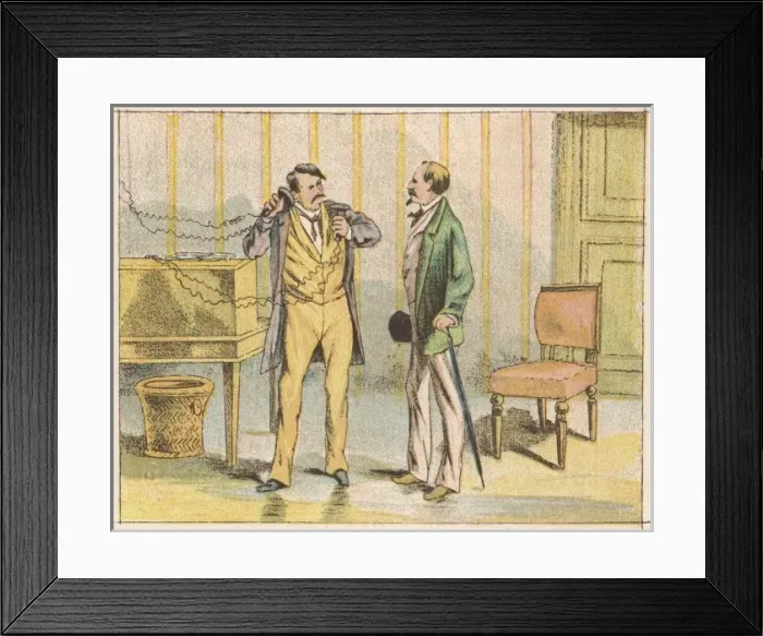 Framed Print : Man Using Early Phone Framed Print : Man Using Early Phone