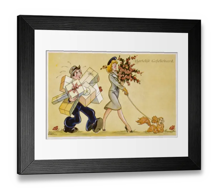 Framed Print : Lady Shops, Man Carries Framed Print : Lady Shops, Man Carries