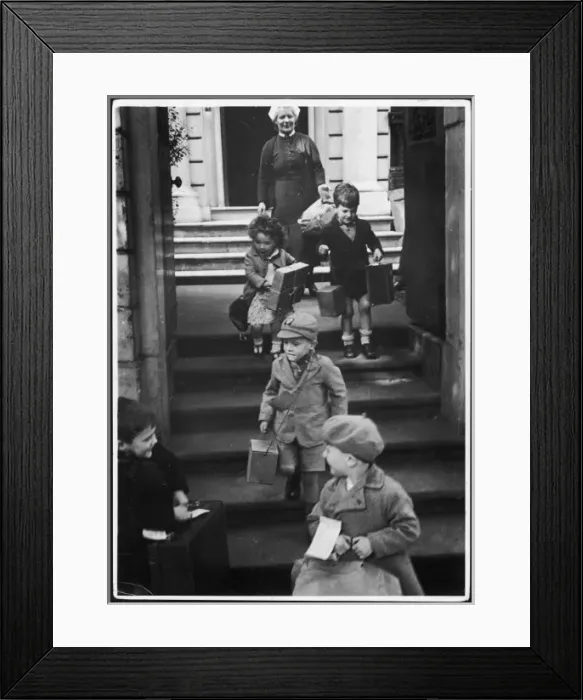 Framed Print : Evacuees and Matron Framed Print : Evacuees and Matron