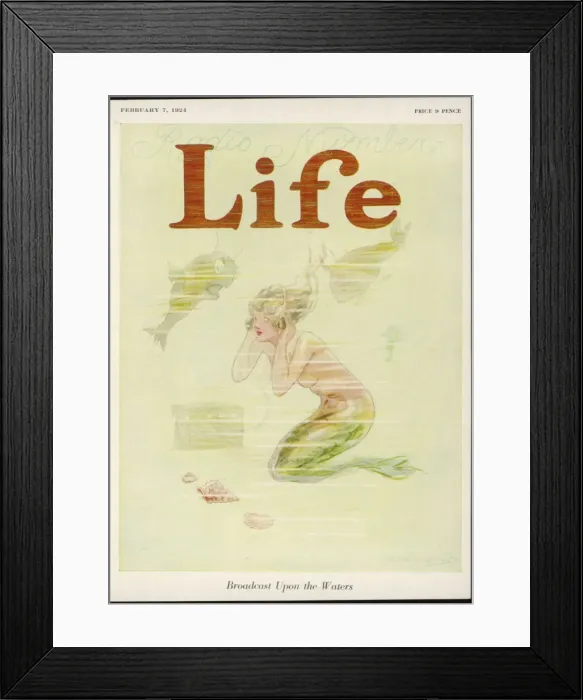 Framed Print : Mermaid Listens to Radio