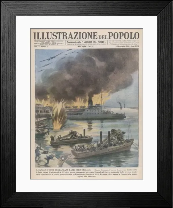 Framed Print : Italians Bomb Suez Canal Framed Print : Italians Bomb Suez Canal