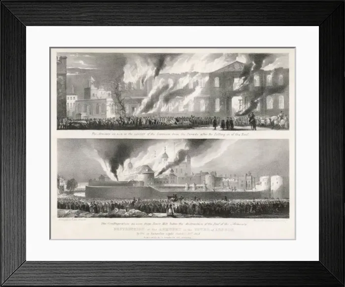 Framed Print : Fire at the Tower 1841 Framed Print : Fire at the Tower 1841