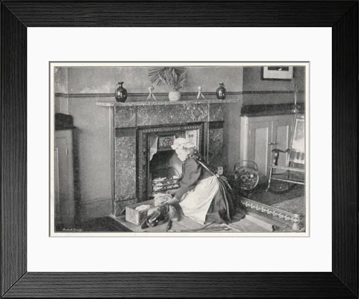 Framed Print : Laying a Fire 1893 Framed Print : Laying a Fire 1893