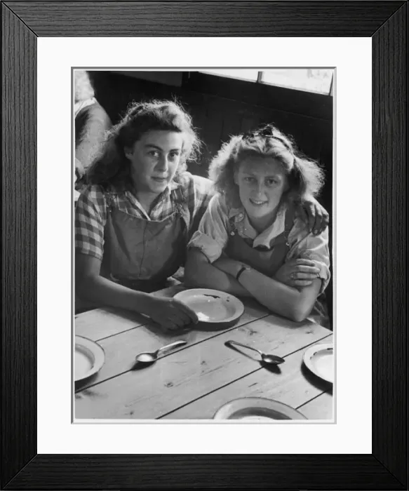 Framed Print : Land Girls at Table Framed Print : Land Girls at Table