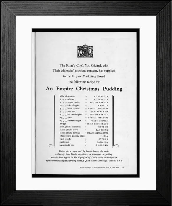 Framed Print : Imperial Xmas Pud Recipe Framed Print : Imperial Xmas Pud Recipe