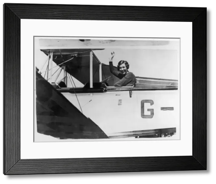 Framed Print : Amy Johnson in her Plane Framed Print : Amy Johnson in her Plane