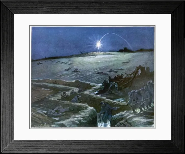 Framed Print : Flares over Trenches Framed Print : Flares over Trenches