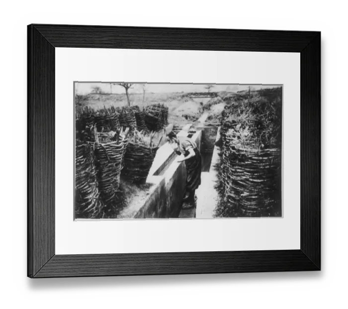 Framed Print : Washing in a Trench Framed Print : Washing in a Trench