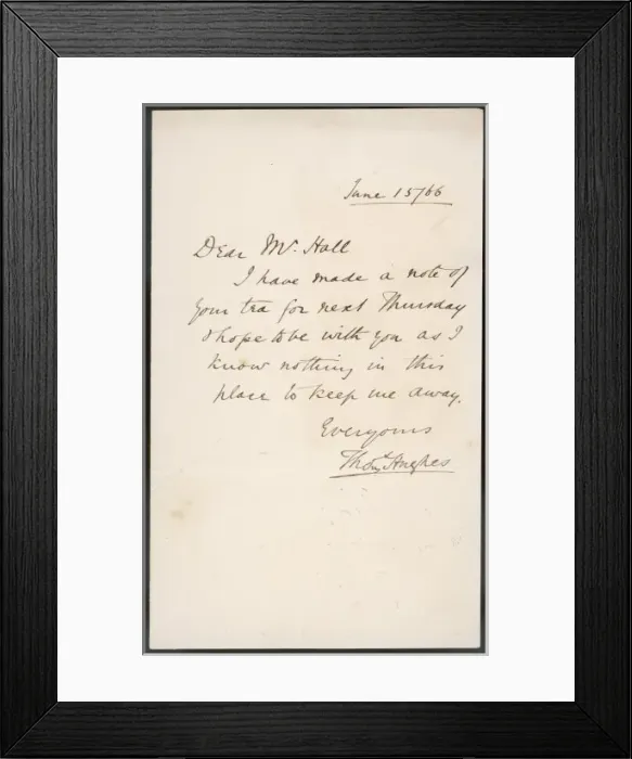 Framed Print : Thomas Hughes / Letter Framed Print : Thomas Hughes / Letter