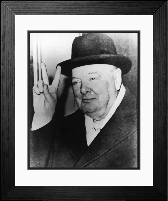 Framed Print : Churchill / V-Sign & Hat Framed Print : Churchill / V-Sign & Hat