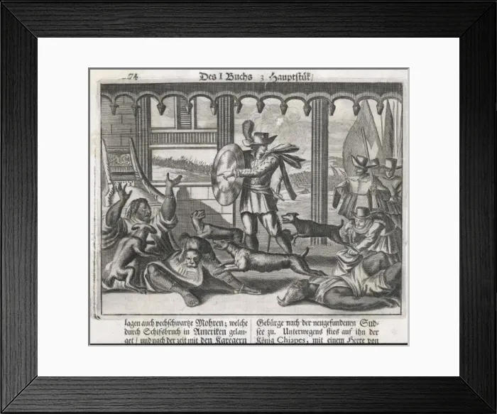Framed Print : Dogs Set on Natives Framed Print : Dogs Set on Natives