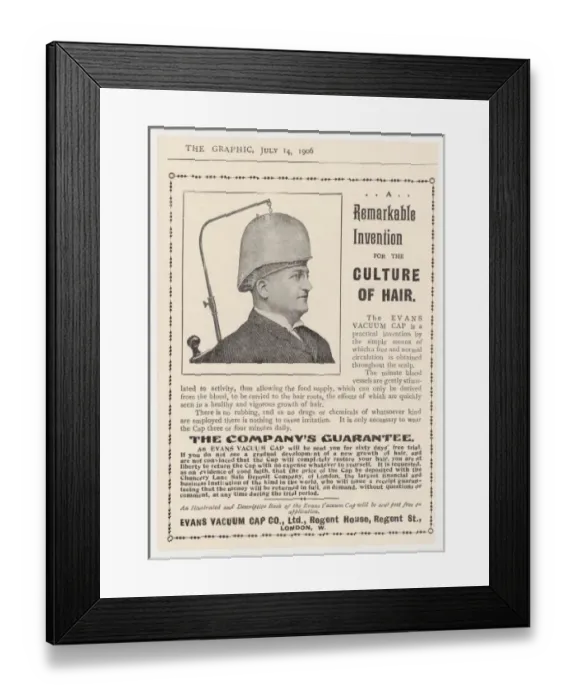 Framed Print : Advert / Hair Growth Cap Framed Print : Advert / Hair Growth Cap