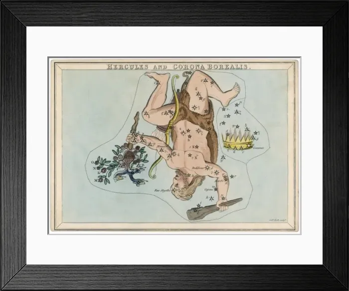 Framed Print : Hercules Star Map Framed Print : Hercules Star Map