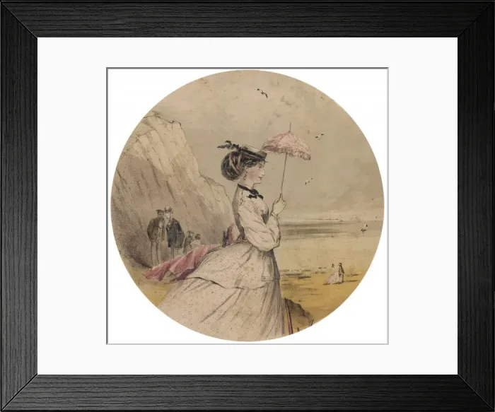 Framed Print : Shady Lady at the Sea Framed Print : Shady Lady at the Sea