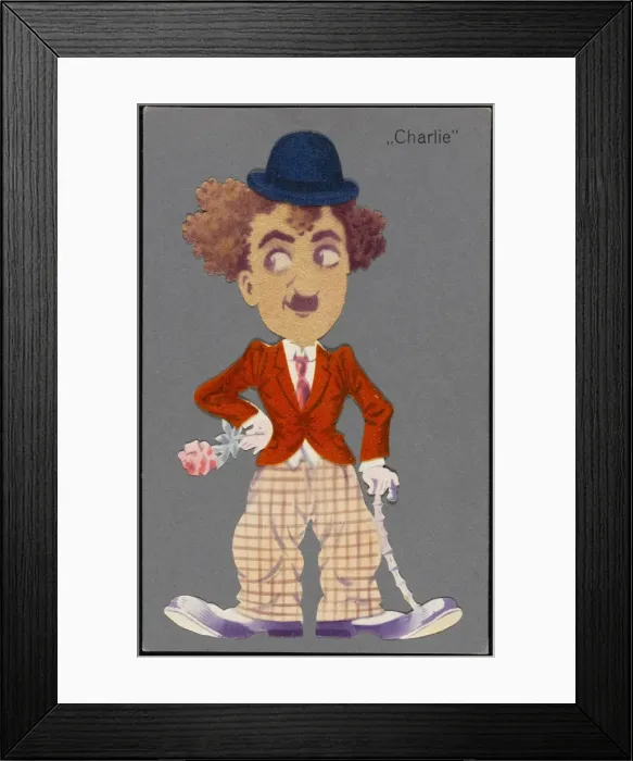 Framed Print : Chaplin / Cartoon Postcard Framed Print : Chaplin / Cartoon Postcard