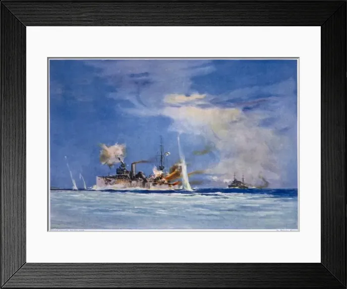 Framed Print : Hms Sydney Attacks Emden Framed Print : Hms Sydney Attacks Emden